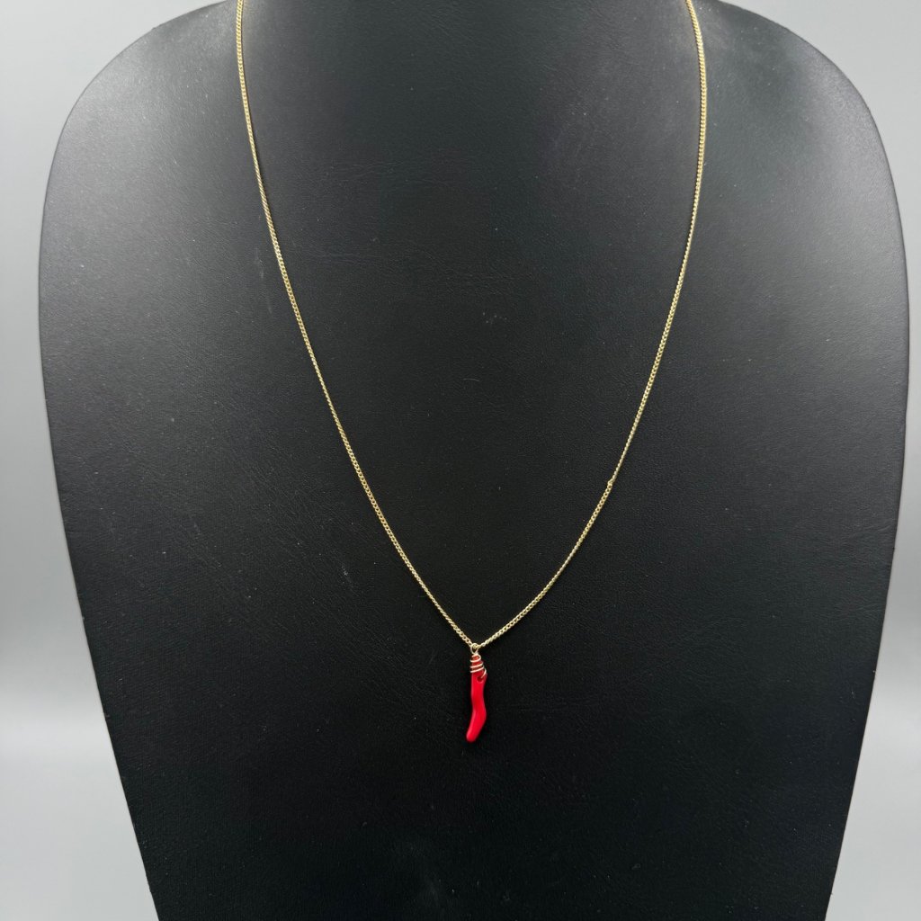 Scotch Soda Gold-Tone Chain Necklace With Red Chili Pepper Pendant - 21 Inches 16$